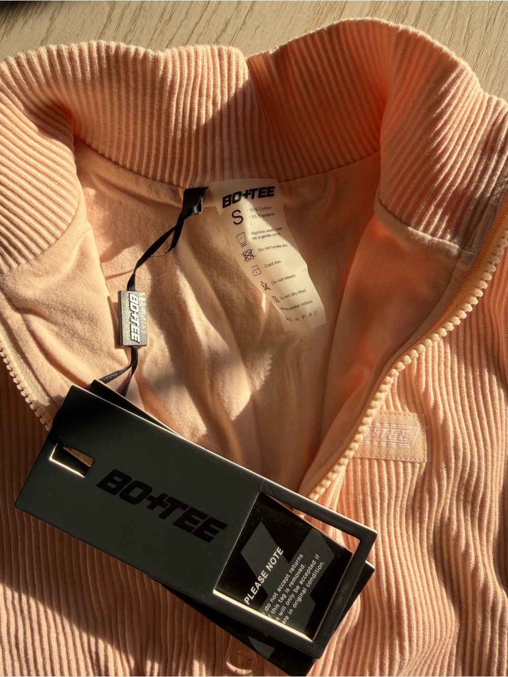 NWT Bo+Tee Cropped Ribbed Zip-Up Jacket - Picture 4 of 5